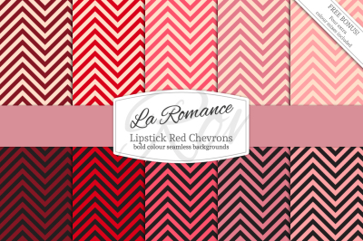 Lipstick Red Chevrons Digital Papers