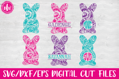 Flourish Pattern Bunny - SVG, DXF, EPS Cut Files