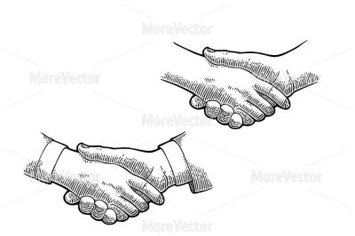 Handshake. Vector black vintage engraving il