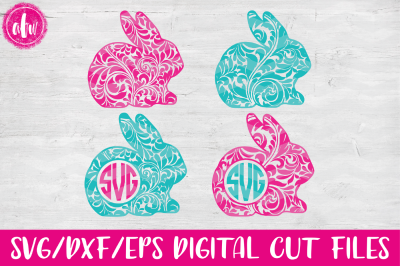 Flourish Monogram Bunny - SVG&2C; DXF&2C; EPS Cut Files