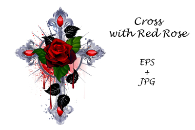 Cross with Red Rose
