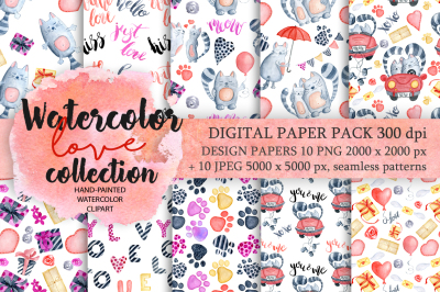 Valentine day seamless patterns collection