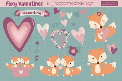 Foxy Valentines clipart 