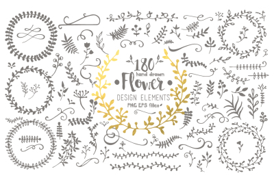 Hand Drawn Flower Design Elements