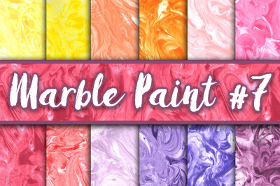 Marble Paint Textures Set 7 - Yellow, Orange, Pink, Red and Purple