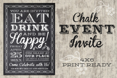 Eat Drink Be Happy Chalk Invite