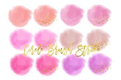 circle brush strokes, gold and pink circle brush, circle brush strokes clip art, pink circle clipart, purple brush stroke, Watercolor Circle
