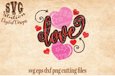 Love with Hearts / SVG PNG DXF EPS Cut File