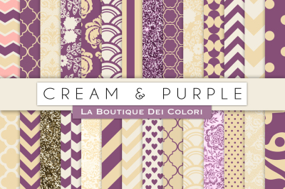Cream & Purple Digital Papers