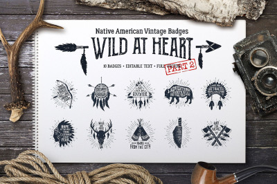 Wild at Heart. Native American Vintage Badges. Vol.2