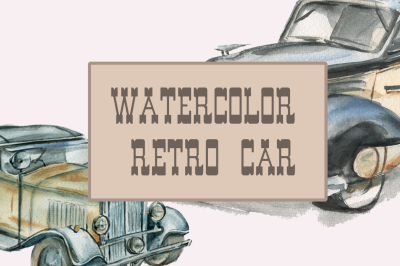 Watercolor retro car