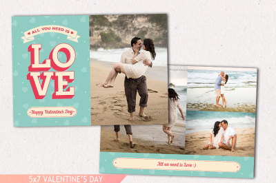 Valentines Card template - Valentines Template 5x7 - Valentines Day Card template