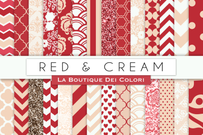 Red and Cream Digital Papers