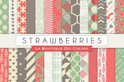 Strawberries Digital Papers