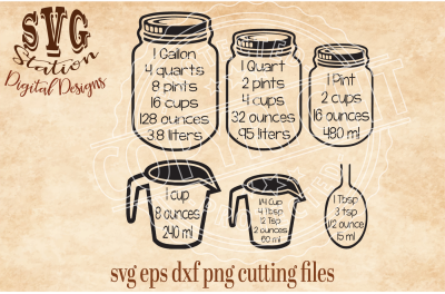 Common Kitchen Measurements / SVG DXF PNG EPS Cutting File For Silhouette Cricut