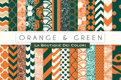 Orange and Green Digital Papers