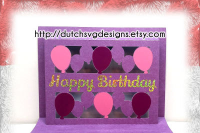 Popup birthday card cutting file Happy Birthday with balloons, in Jpg Png SVG EPS DXF, Cricut & Silhouette cameo curio, congratulations