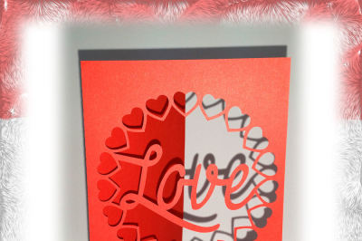 Cutting file for Love card with decorative border, in Jpg Png SVG EPS DXF, for Cricut & Silhouette, valentinesday love heart die cut plotter hobby