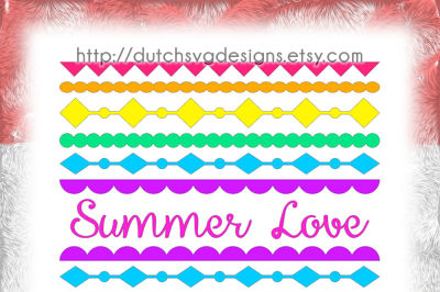 Cutting file for 6 different borders with text Summer Love, in Jpg Png SVG EPS DXF, for Cricut & Silhouette,diy, plotter hobby datei