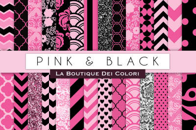 Pink and Black Digital Papers