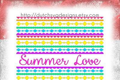 Cutting file for 6 different borders with text Summer Love, in Jpg Png SVG EPS DXF, for Cricut & Silhouette,diy, plotter hobby datei