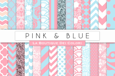 Pink and Blue Digital Papers