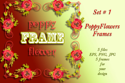 Poppy Flowers Frames Set # 1