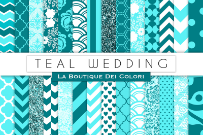 Teal Wedding Digital Papers