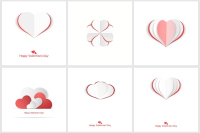 Valentine day postcards with hearts