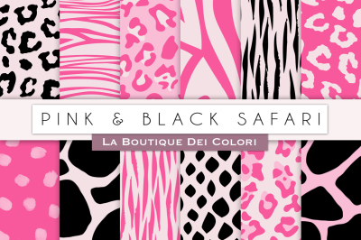 Pink and Black Safari Digital Papers