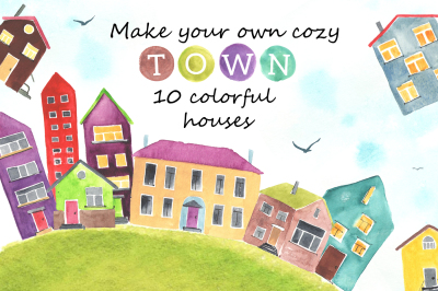 10 watercolor houses