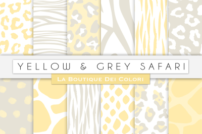 Yellow & Grey Animal Digital Papers