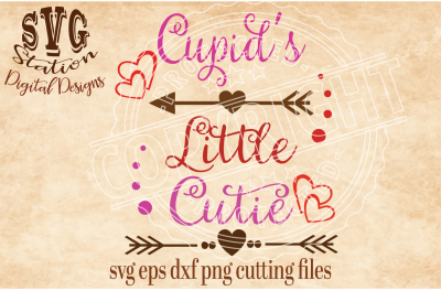 Cupid's Little Cutie Valentine / SVG DXF PNG EPS Cutting File Silhouette Cricut