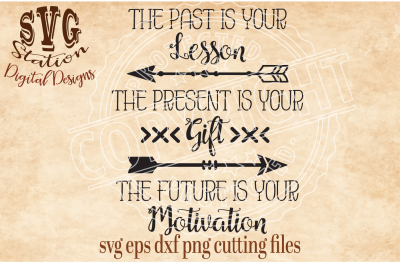 The Past Is Your Lesson The Present Is Your Gift The Future Is You Motivation / SVG DXF PNG EPS Cutting File Silhouette Cricut