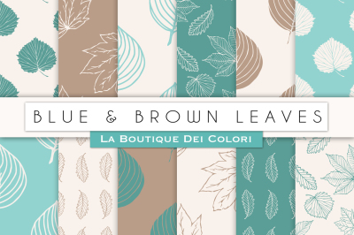 Blue and Brown Leaves Digital Papers