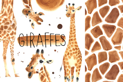 Watercolor giraffes