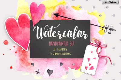 Hearts and Love Watercolor Clipart
