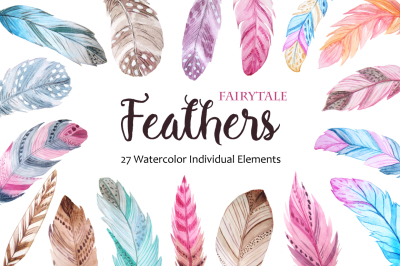Watercolor Fairytale Feathers Set