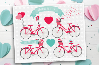 Valentine Bicycles Vector Clipart