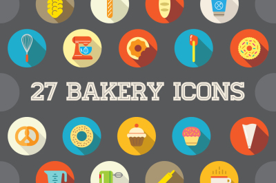 Awesome 27 Flat Vector Bakery Icons