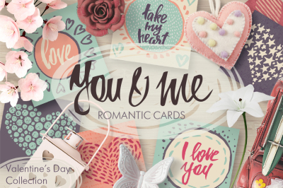 Vector romantic cards collection