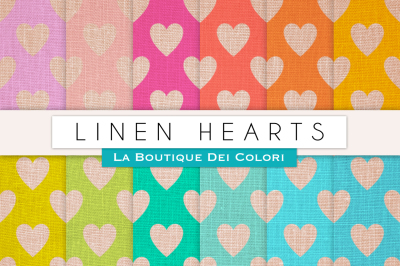 Linen Hearts Digital Papers