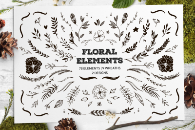 Hand drawn floral elements