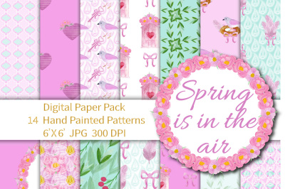 Spring Love Watercolor Digital Paper