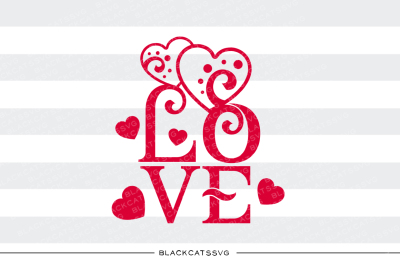 Love text hearts SVG