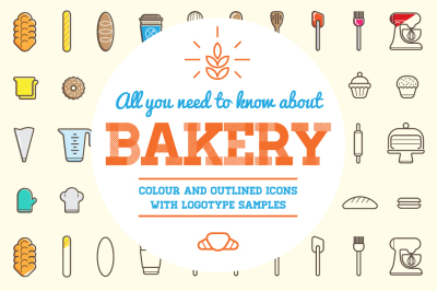 Awesome Bakery Icons and Logo Set
