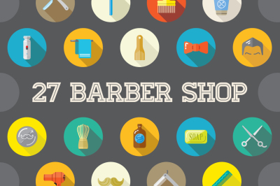 Awesome 27 Flat Vector Barber Icons
