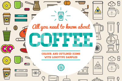 Awesome Coffee Icons and Logo Set