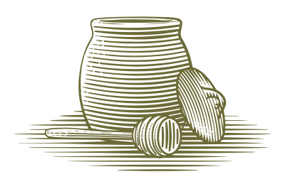 Woodcut Honey Jar