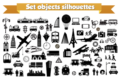 Black and white silhouettes icon JPG PNG